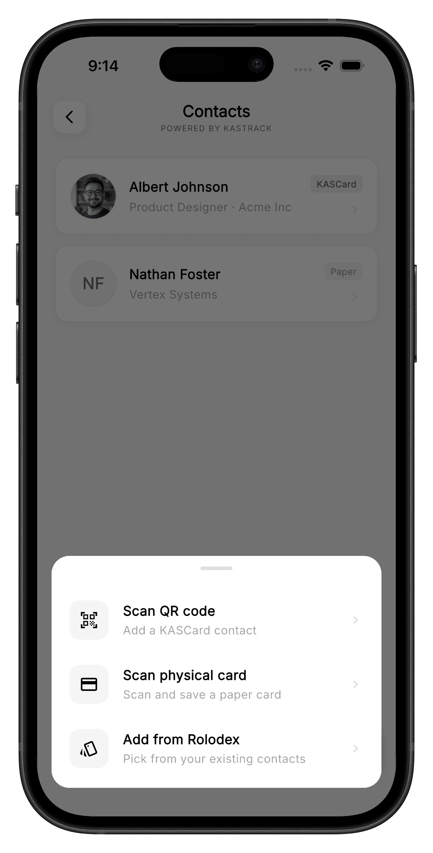 Contacts per card